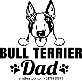 Bull Terrier Dog DAD cute theme pet owner EPS vector art