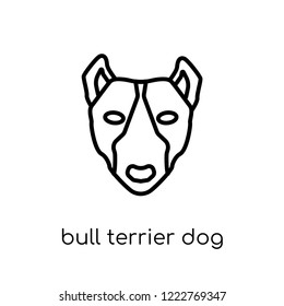 Bull Terrier dog icon. Trendy modern flat linear vector Bull Terrier dog icon on white background from thin line dogs collection, editable outline stroke vector illustration