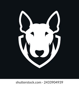 Perro Bull Terrier. Logo. Diseño moderno simple, icono, impresión. Blanco y negro	