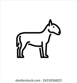 Ícone de contorno de cachorro Bull Terrier. ilustração de linha preta da raça do cachorro.