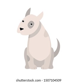 Bull Terrier dog. Raster illustration in flat cartoon style