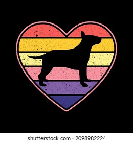 Bull Terrier dog, Retro vintage dog, valentines day.