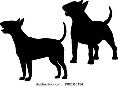 Bull terrier dog in the set. Vector image.