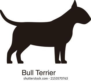 Bull Terrier dog silhouette, side view, vector illustration