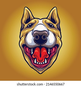 Bull Terrier Fawn y White Head Dog Ilustración para su trabajo logotipo mascota mercadería pegatinas de camisetas y diseños de etiquetas carteles tarjetas de felicitación publicidad empresa o marca