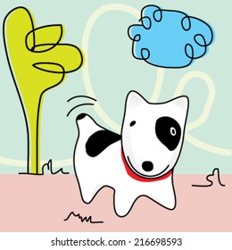 Bull Terrier in garden