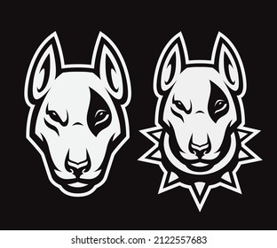 Logotipo del vector de la cabeza del bull terrier, emblema deportivo