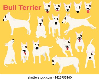 bull terrier illustration,dog poses,dog breed