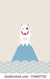 Bull terrier and mountain Japanese style