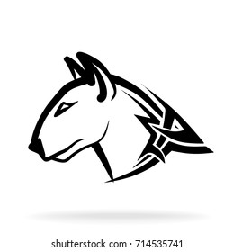 Bull terrier on a white background, illustration, tribal
