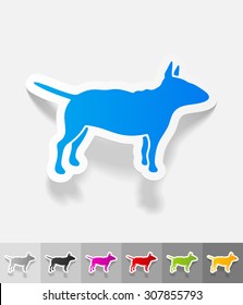bull terrier paper sticker with shadow. Vector illustration