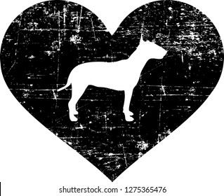 Bull Terrier Silhouette In Black Heart