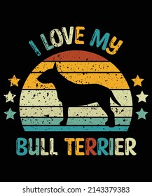 Bull Terrier silhouette vintage and retro t-shirt design