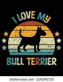 Bull Terrier silhouette vintage and retro t-shirt design