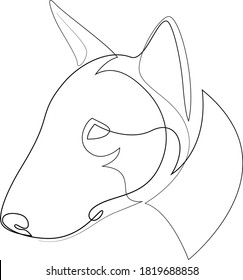 Bull Terrier vector Dog portrait. Continuous line. Dog line drawing