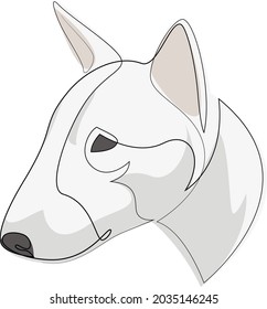 Bull Terrier vector dog portrait. Continuous line. Dog line drawing.