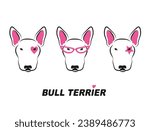 Bull terrier vector illustration. Cute dogs faces