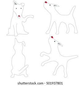 Bull Terrier White Dog Acting Cute cartoon abstract design on white background isolate.