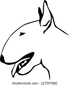 bull Terrier white profile English vector