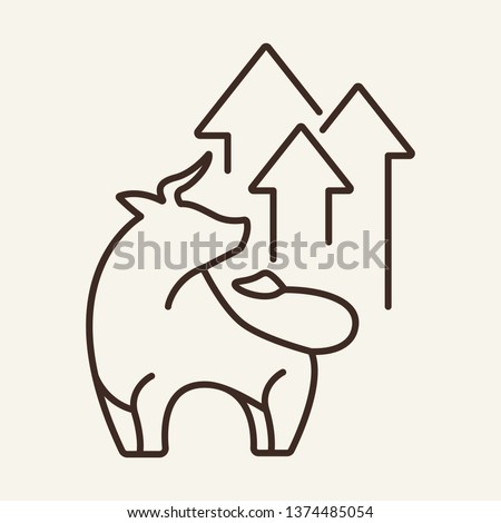 Bull trend line icon. Bull with arrows up. Trade concept. Vector illustration can be used for topics like for stock exchange market, finance, growth, increase