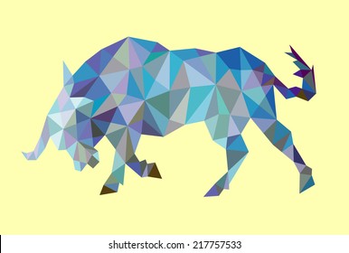 Bull triangle low polygon style vector. Good use for symbol, website icon, mascot, sticker, avatar, or any design you want. Easy to use.
