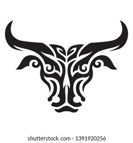 Bull Tribal Head Ornament For Tattoo