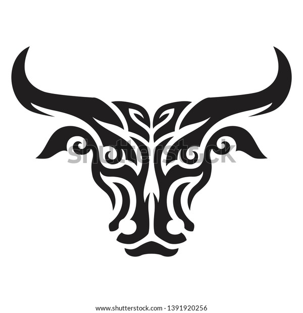 Bull Tribal Head Ornament Tattoo Stock Vector (Royalty Free) 1391920256 ...