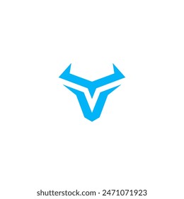 Bull V  logo vector mascot illustration