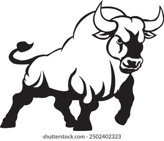 "Bull vector art" features stylized representations of bulls, utilizing bold lines and vibrant colors, ideal for logos, illustrations, and modern design projects.