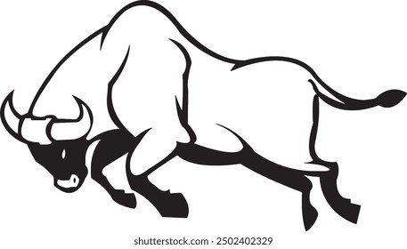"Bull vector art" features stylized representations of bulls, utilizing bold lines and vibrant colors, ideal for logos, illustrations, and modern design projects.