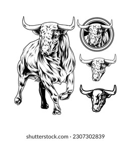 Bull Vector With Black and White