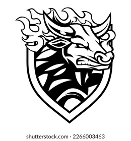 Bull vector. Black And White Angry Bull Buffalo Logo Vector Mascot template