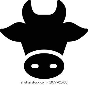 bull vector glyph flat icon