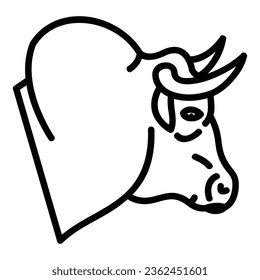 Bull Vector Icon, Lineal style icon, from Animal Head icons collection, isolated on white Background.