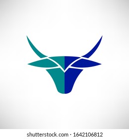 Bull vector icon and logo