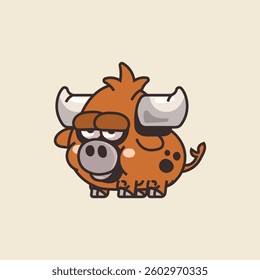 Bull vector illustration, cartoon style bull illustration
