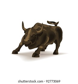 Bull vector illustration in color, financial theme ; isolated on background.