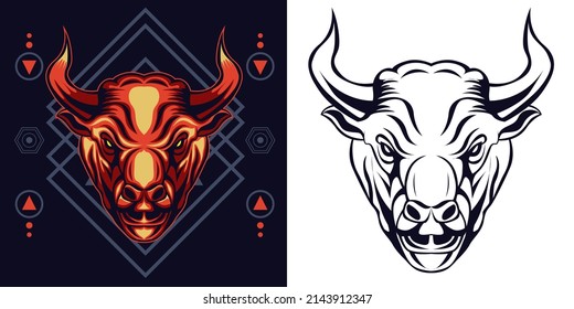 bull vector illustration with sacred geometry