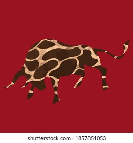 Bull-Vektorbild, Neujahrskarte, Zodiac, 2021
