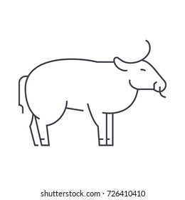 bull vector line icon, sign, illustration on background, editable strokes
