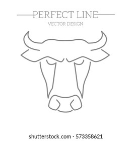 bull vector line, symbol, logo, emblem. Contour Design.