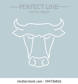bull vector line, symbol, logo, emblem. Contour Design.