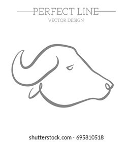 bull vector line, symbol, logo, emblem. Contour Design.