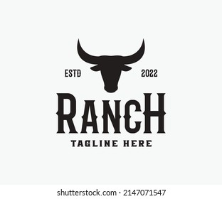 Bull Vector Logo Concept Illustration, Buffalo Head Logo, Bull, Cow, Ox Logo Design.