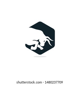 Bull vector logo design. Simple animal vector logo design template.