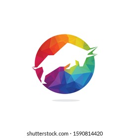 Bull vector logo design. Simple animal vector logo design template.	
