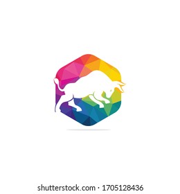 Bull vector logo design. Simple animal vector logo design template.
