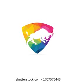Bull vector logo design. Simple animal vector logo design template.