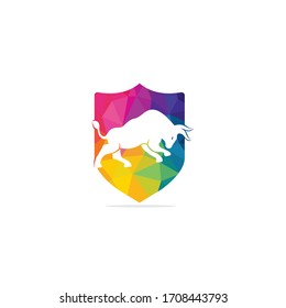 Bull vector logo design. Simple animal vector logo design template.