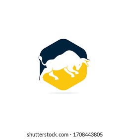 Bull vector logo design. Simple animal vector logo design template.
